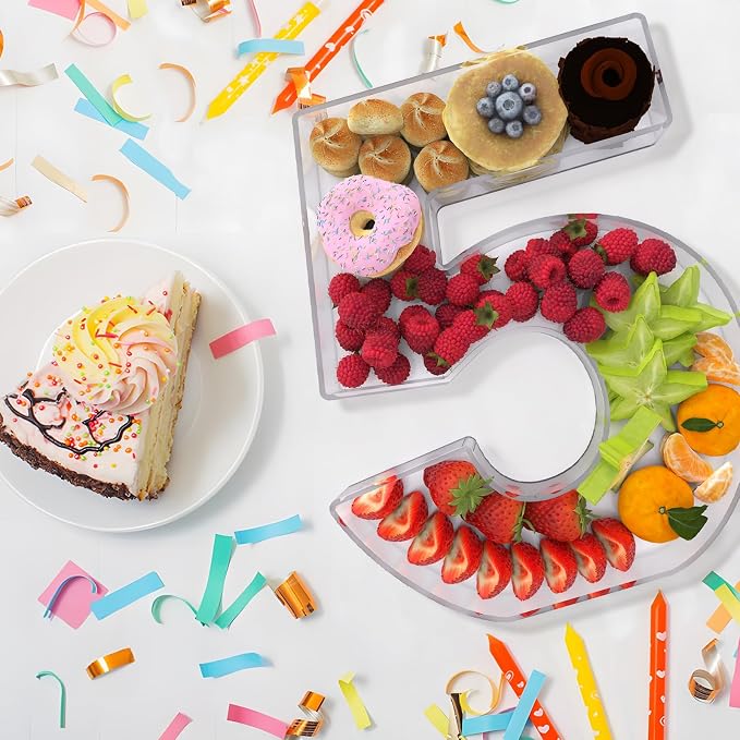 11" Acrylic Number Charcuterie Box, Reusable Fillable Alphabet Number Shaped - Image 4