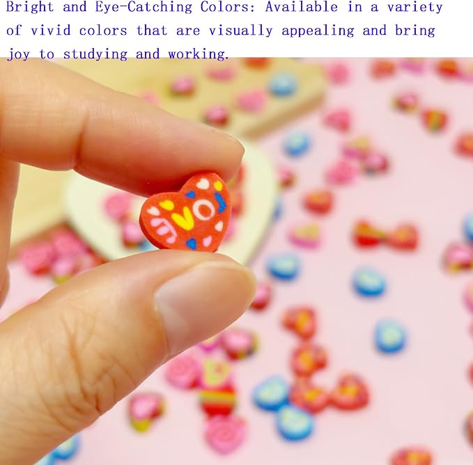 400PCS Mini Cute Heart Erasers for Kids Bulk, Fun Erasers for Classroom Back to - Image 3