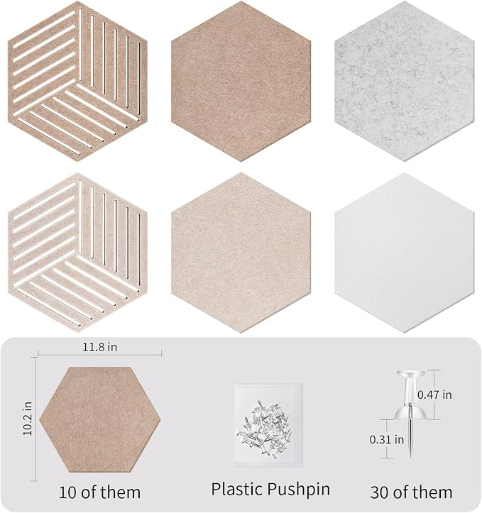 Hexagon Cork Board Tiles Alternative 10 Pack, 1300 g/m² High-density Felt - Image 6