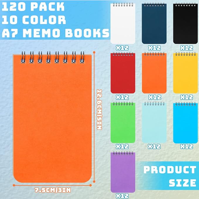Kisston 120 Pcs Top Bound Memo Books Bulk Memo Notebooks 25 Sheets/pad Mini - Image 2