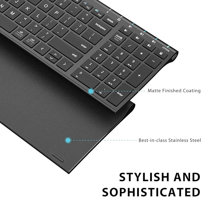 iClever BK10 Bluetooth Keyboard, Universal Bluetooth 5.1 Wireless Keyboard with Number Pad, Ergonomic Design, Multi-Device Compatibility, Stable Connection for Mac, iPad, iPhone, Android, Windows-DeskLoop Office