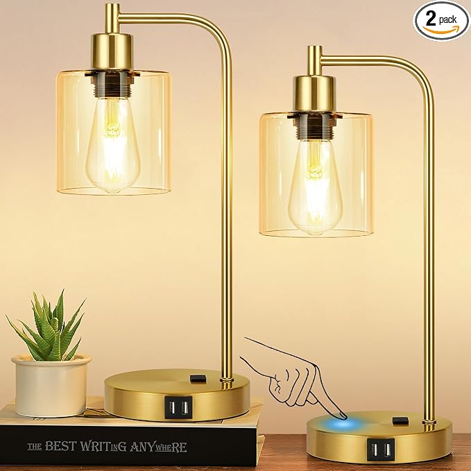 Set of 2 Industrial Touch Control Table Lamps by Nintiue