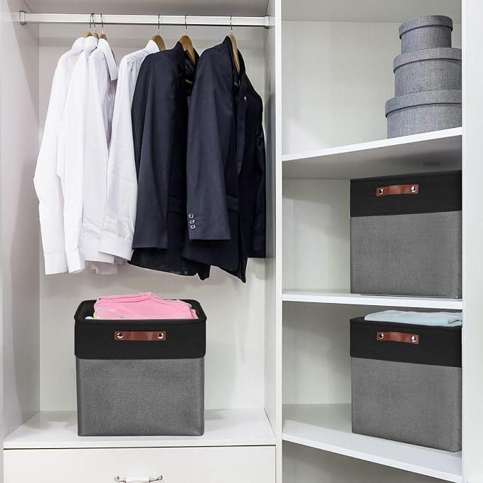 Bagnizer 13x13 Cube Storage Bins, Collapsible Fabric Storage Box, 4 Pack Closet - Image 3