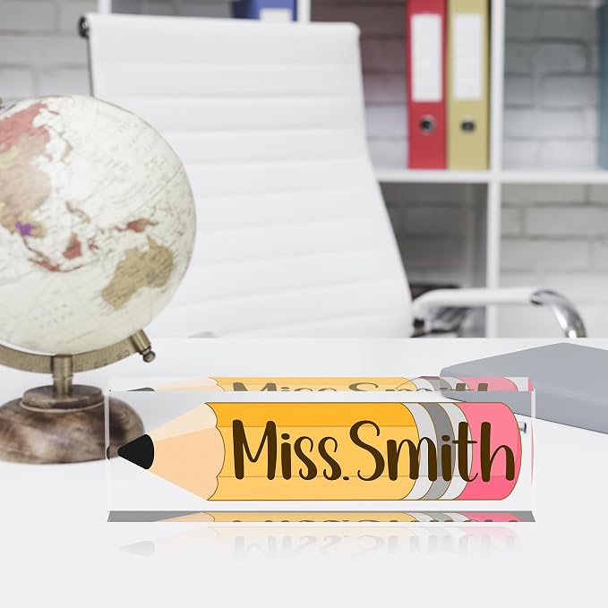 Teacher Name Plate for Desk, Acrylic Desk Name Plate Personalized Office Desk - Image 2