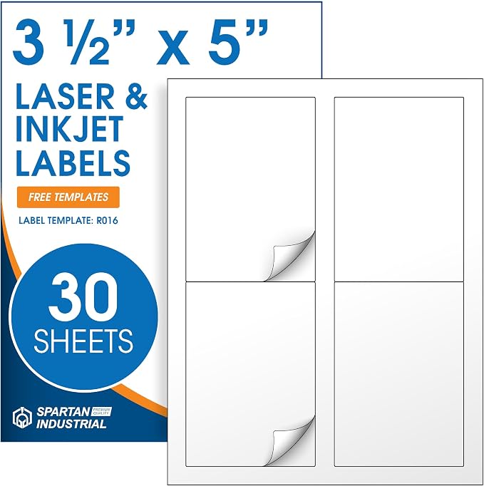 3.5" X 5" Matte White Printable Shipping Labels Mailing and Address Labels by SpartanIndustrial