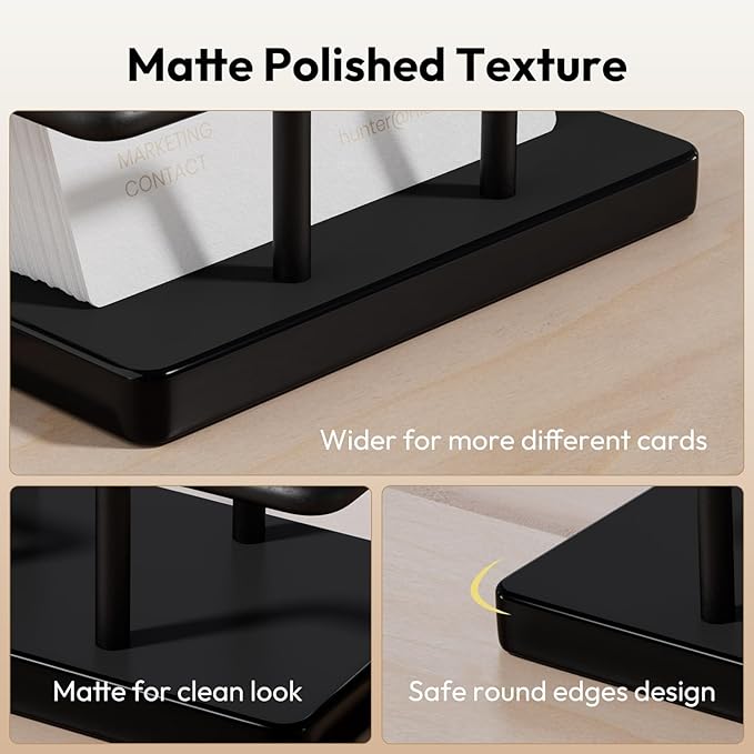 NIUBEE Acrylic Business Card Holder: Metal Business Card Display Stand for Desk - Frosted Gift Card Organizer for Office, Reception, Desktop (Black) - 2pack-DeskLoop Office