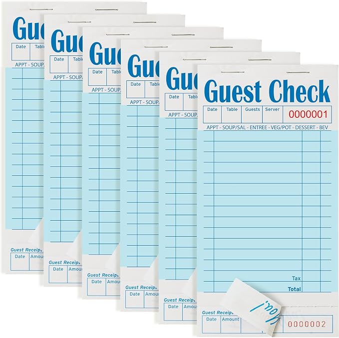 ZPARIK 6 Pack Blue Guest Checks Books by ZPARIK