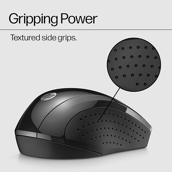 HP X3000 G3 Wireless Mouse - Black, 15-Month Battery, Side Grips for Control, Travel-Friendly, Blue LED, Powerful 1600 DPI Optical Sensor, Compatible with Wins PC/Laptop, Mac, Chromebook (683N7AA)-DeskLoop Office