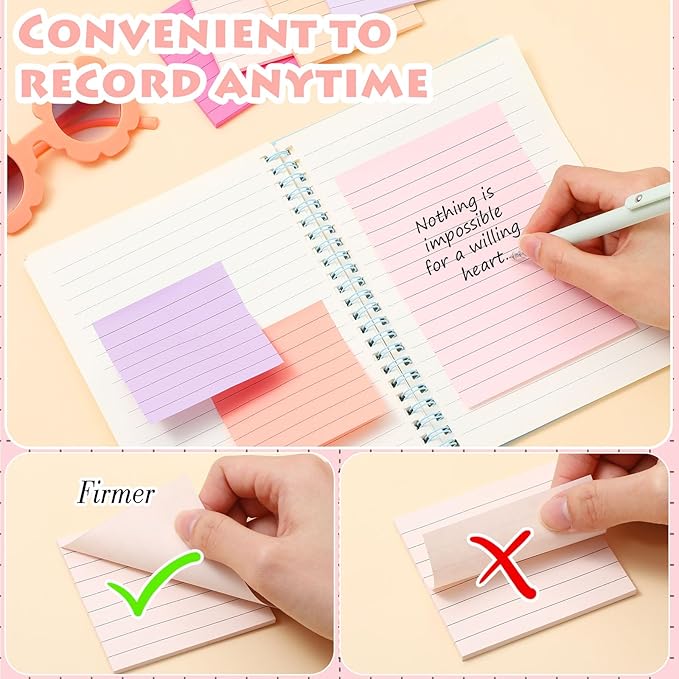 Yexiya 64 Pcs Lined Sticky Notes Self Stick Notes with Lines Bright Assorted Colors Sticky Pad for Home Office Products Post Memos, 1920 Sheets(4 x 6 Inch, 3 x 3 Inch,Fashion Color)-DeskLoop Office