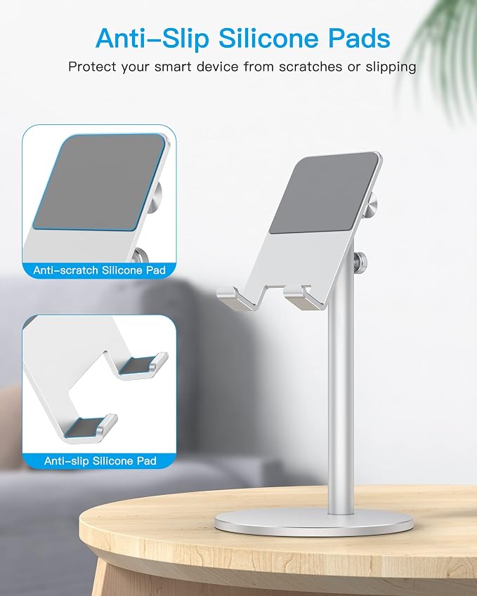 OMOTON CA04 Cell Phone Stand for Desk, Height & Angle Adjustable Aluminum - Image 7