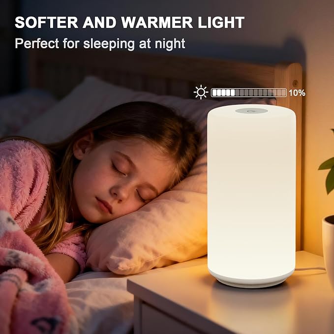 Touch Bedside Table Lamp, 3 Way Dimmable Warm White Lights - Image 6