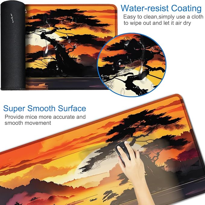 Mouse Pad Gaming, 31.5x15.7 inch Large Extended Computer Keyboard Mouse Mat - Image 3