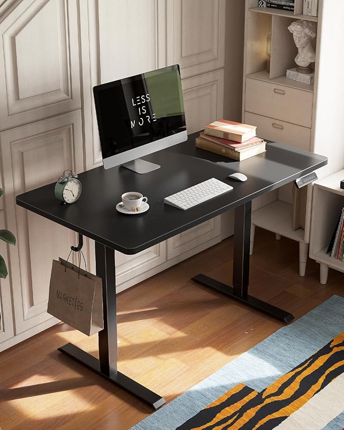 FEZIBO One-Piece Standing Desk Adjustable Height Stand up Home Office Desk, 32x24 Inch Electric Standing Computer Desk, with 4 Memory Presets, Fixable casters, Black-DeskLoop Office