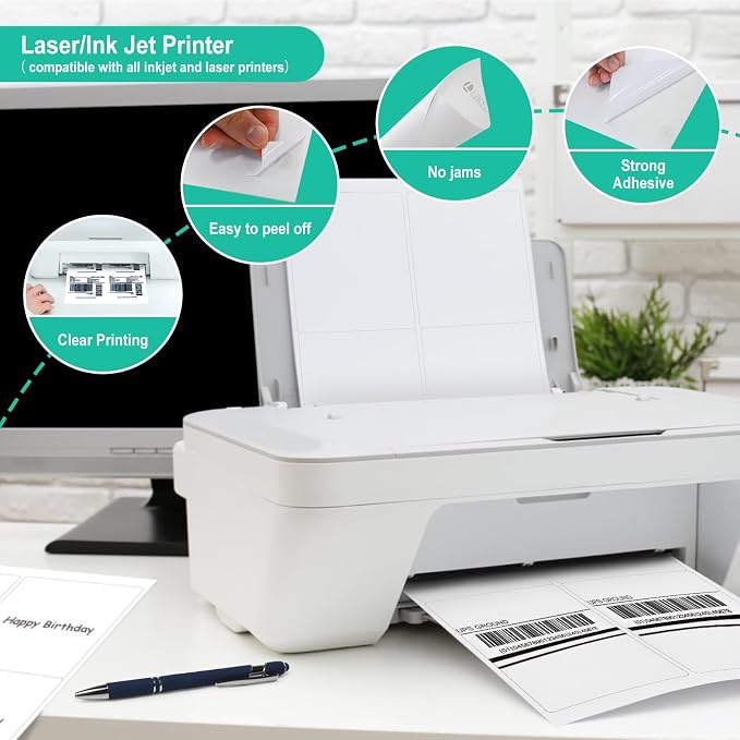 L LIKED 4" x 5" Printable 120 Labels White Matte Shipping Address Labels - Image 4