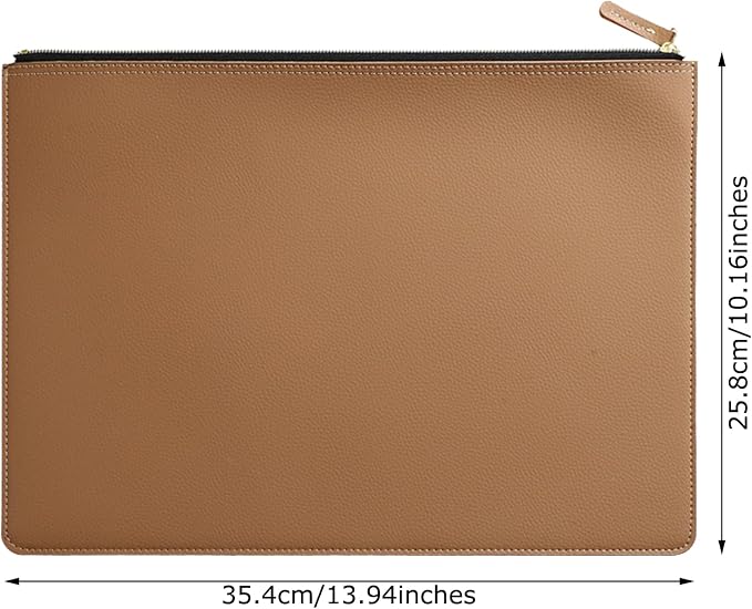 PU Leather A4 File Folder Zipper Document Holder Envelope Folder Case - Image 3