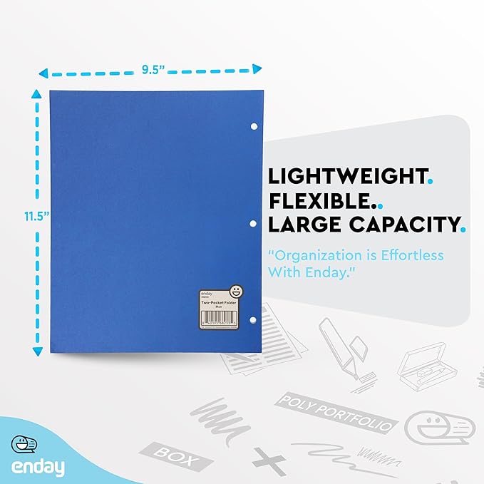 Blue Folders with Pockets 2 Pocket Folder Bulk, Two Pockets File - Image 5