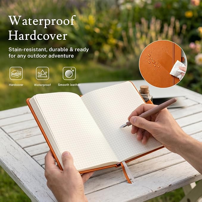 PAGELYST Graph Grid Paper Notebook, 200 Pages, 4 Pack Leather Hardcover Notebook - Image 5