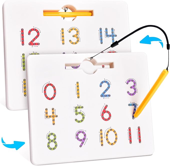 GAMENOTE Magnetic Number Tracing Board, 2 in 1 Double Sided Numbers 1-20 by Gamenote