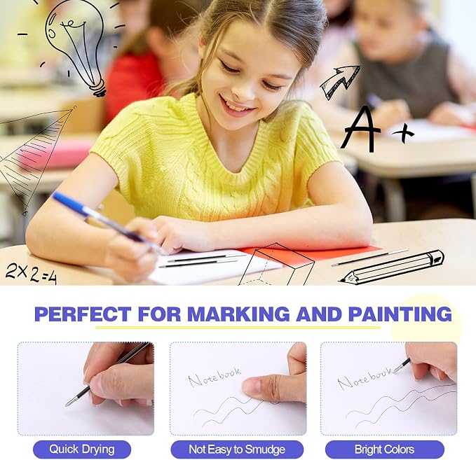 Zonon 30 Pieces Pen Refills Ink Ballpoint Pen Refill 3.9 Inch Replacement Ink - Image 3