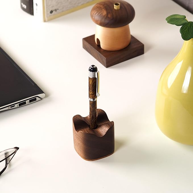 Generic Wood Pen Tray, Wooden Pen Holder, Minimalist Pen Rest, Wooden Desk Organizer Tray (M01-WALNUT) (WALNUT)-DeskLoop Office