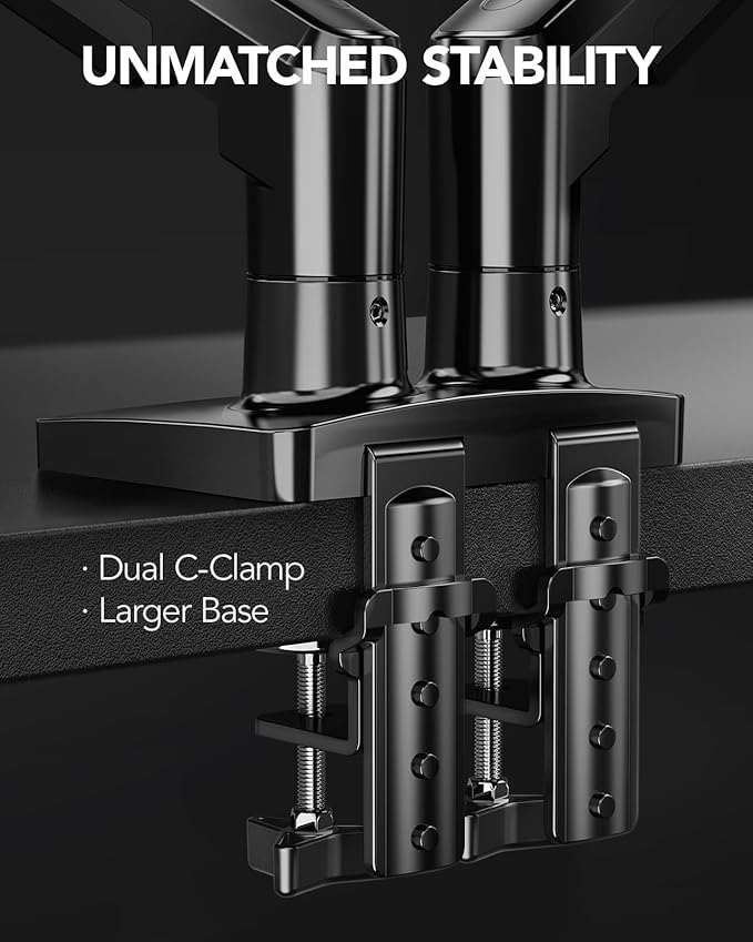 HUANUO FlowLift™ Dual Monitor Stand, Fully Adjustable Gaming Monitor Desk Mount - Image 6