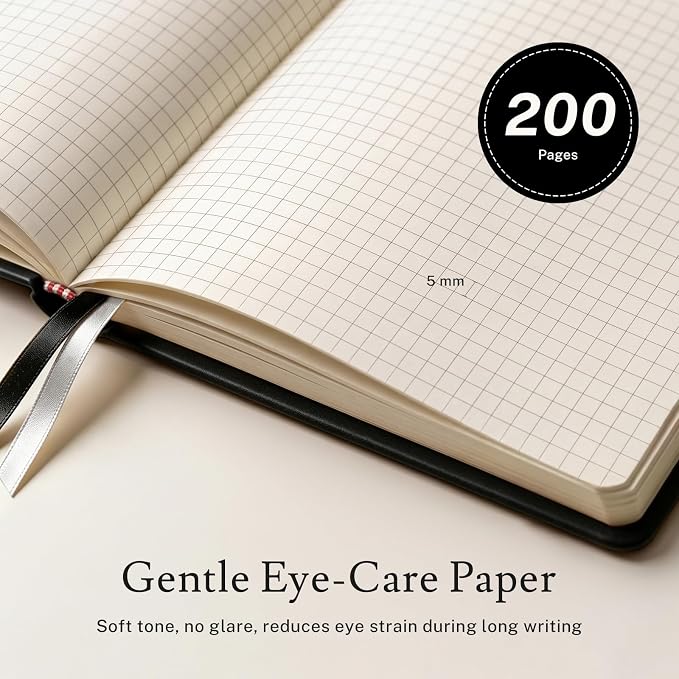 PAGELYST Graph Grid Paper Notebook, 200 Pages, 4 Pack Leather Hardcover Notebook - Image 2
