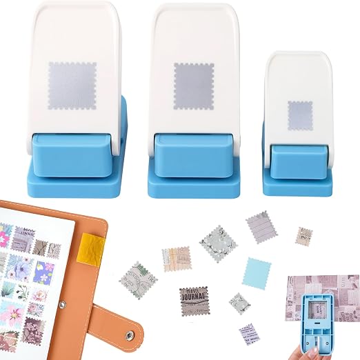3 Pcs Stamp Punch, 1x0.8inch Medium Stamps Shaped Punch, 1 Inch Square Stamps by CYFUNDESIGN