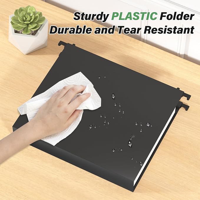 Ansook Plastic Extra Capacity Hanging File Folder, 12 Pack Reinforced Letter - Image 2