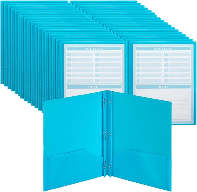 Mr. Pen- Plastic Folders with Pockets and Prongs, 36 Pack, Letter Size | Blue by MrPen
