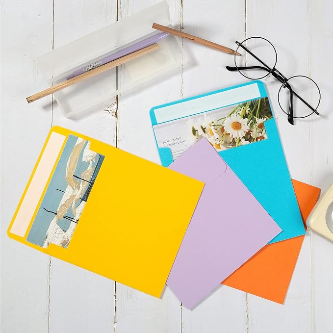 50 Pack 6 x 6 Square Envelopes Self Seal, Colorful | - Image 6