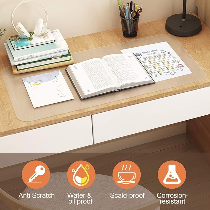 NATRKE Clear Desk Mat Pad, 27.6"x15.7" Large Transparent Computer Desk Mat - Image 2