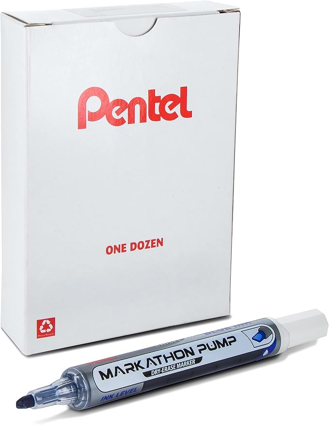 Pentel Markathon Pump Dry Erase Marker, Chisel Tip, 12 Pack by PentelofAmerica
