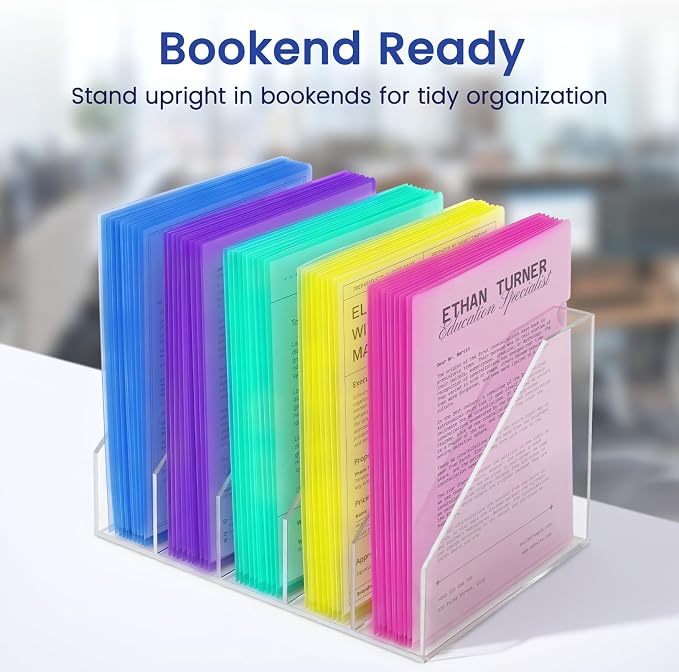 Sooez 36 Pack Clear Document Folder Project Pockets, 6 Assorted Colors - Image 8