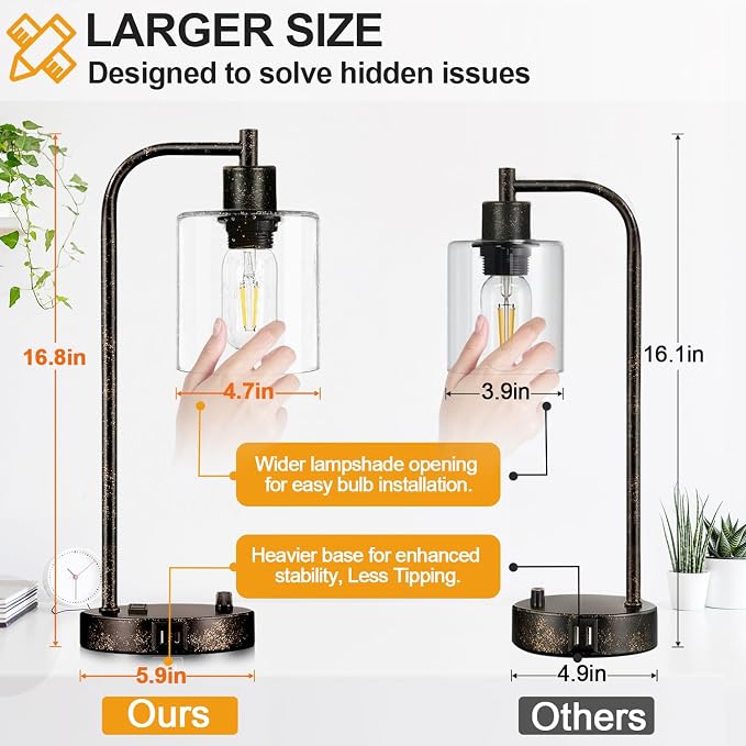 Set of 2 Industrial Table Lamps - Image 4