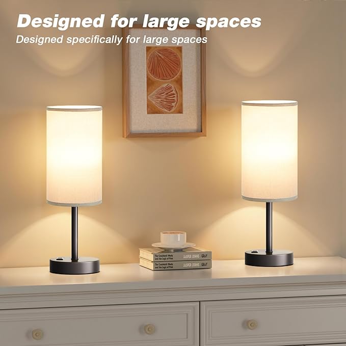 Fenmzee Grey Nightstand Bedroom Lamp - Image 4