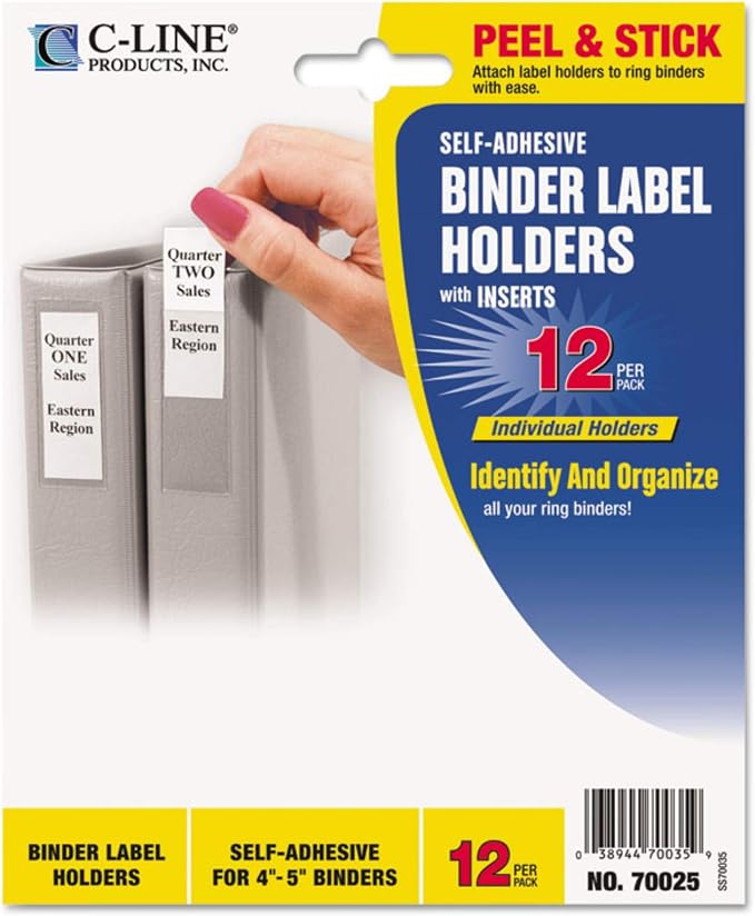 C-Line Self-Adhesive Ring Binder Label Holders, Top Load, 2.25 x 3.63 - Image 2