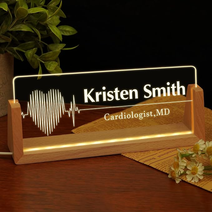 Custom Name Plate for Desk, Personalized Light Up Acrylic Desk Name Plate by EOBIBIFUN