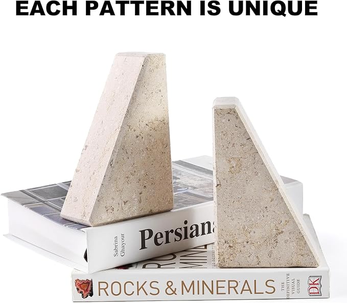Karibiber Marble Bookends for Heavy Books, Decorative Book Ends for Shelves - Image 4