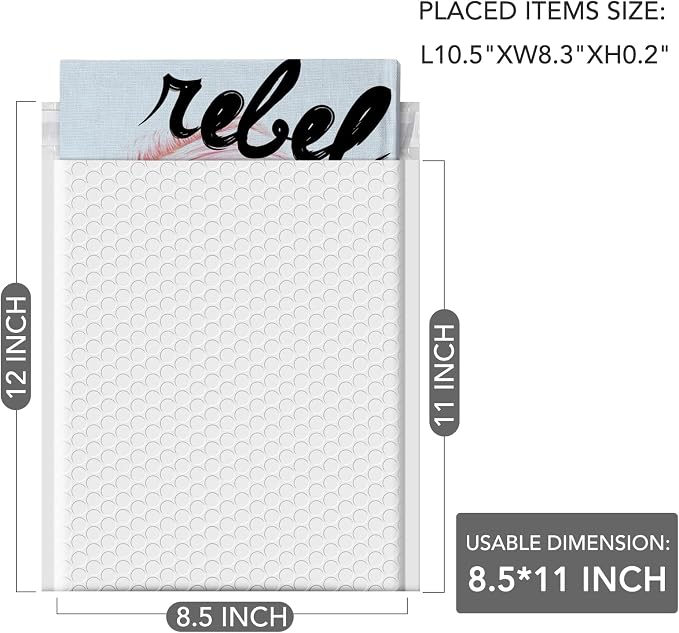 GSSUSA White Bubble Mailers 8.5X12 Inches 500 Pack, Padded Poly Bubble Mailer - Image 2
