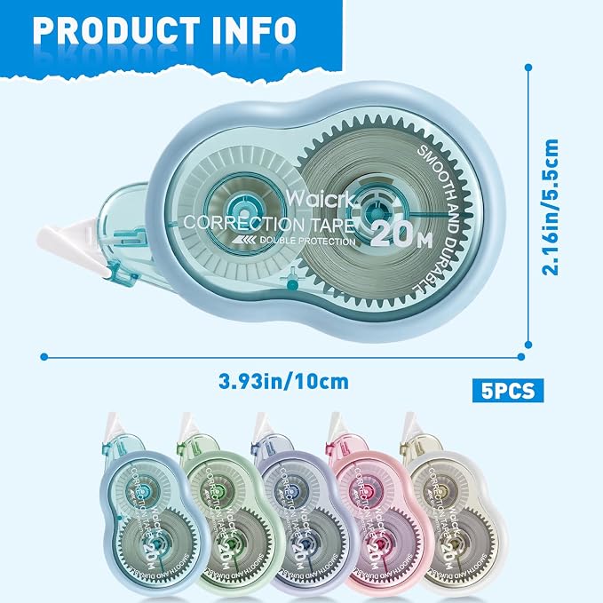 Correction Tape with Dispenser, Tear-Resistant, Easy-to-Use Applicator - Image 2