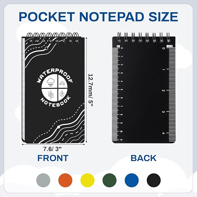 Thboxes 6-Pack Waterproof Pocket Notebook, All-Weather Pages, Smooth Writing - Image 2