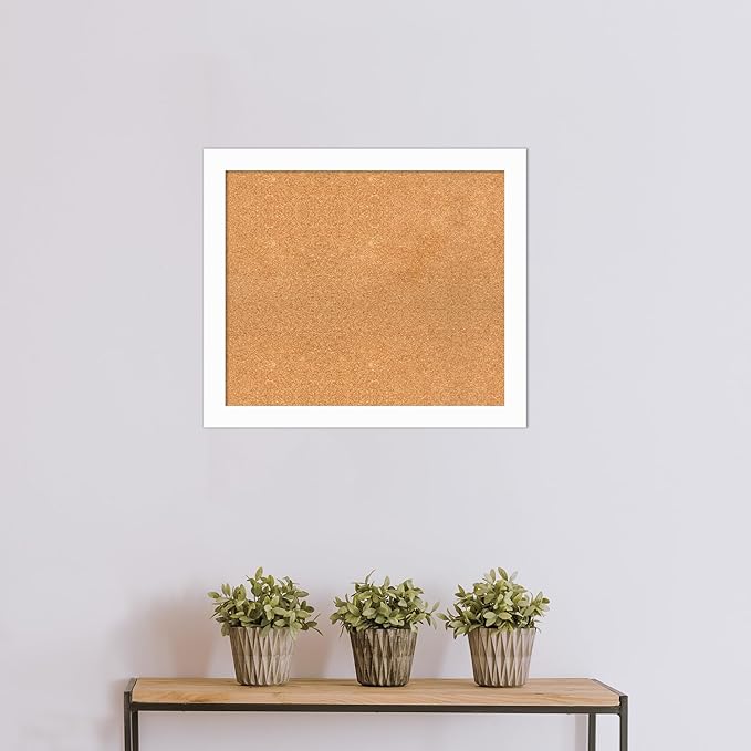 Amanti Art Natural Cork Board for Wall, 25x29 Vision Board with White Frame, Medium Corkboard Office Decor for Home Organization, Casual Corkboard Pinboard to Display Items for Home Organization in-DeskLoop Office