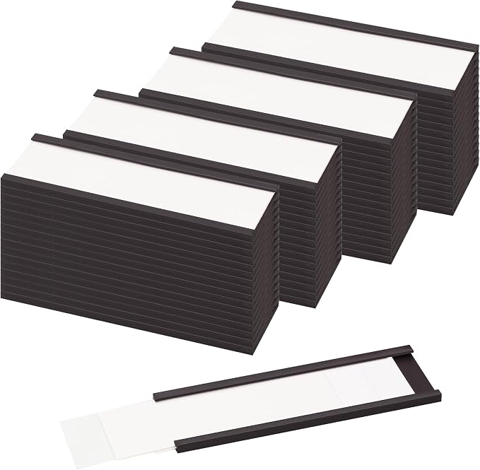 LLPT Magnetic Label Holder 3" x 1" 50 Packs C Channel 300g White Paper Cards by LLPT-AllAboutAdhesiveTapes