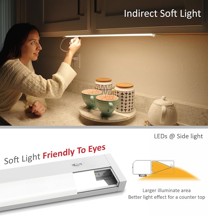 Leetdud LED Under Cabinet Lighting Hardwired or Plug in, 18 Inch 9W, Dimmable 5 - Image 7