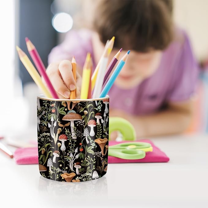 Pen Pencil Holder for Desk, Ceramic Pen Cup Cute Makeup Brush Holder, Unique - Image 5