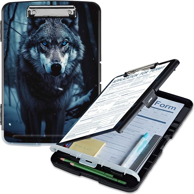 Clipboard with Storage, High Capacity Grey Wolf Storage Clipboard 9.5x14 with by Qindaiwen