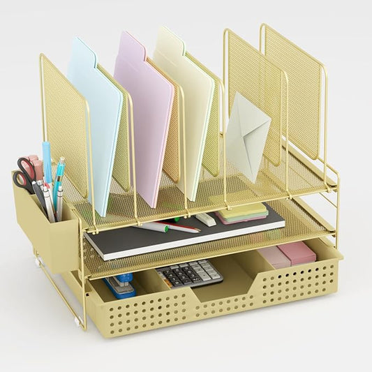 LEKETREE Gold Desk Organizer, Office Organization by Stylishworkspaceeffortlessorganization