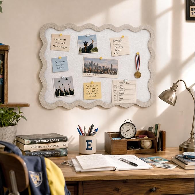 VABAMNA Scalloped Felt Bulletin Board 24"x18", Felt Cork Board Alternative - Image 7
