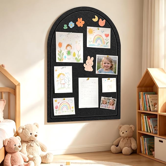 Arched Felt Bulletin Board, Sized 36" x 24" Cork Board Alternative Grooved Edge - Image 8
