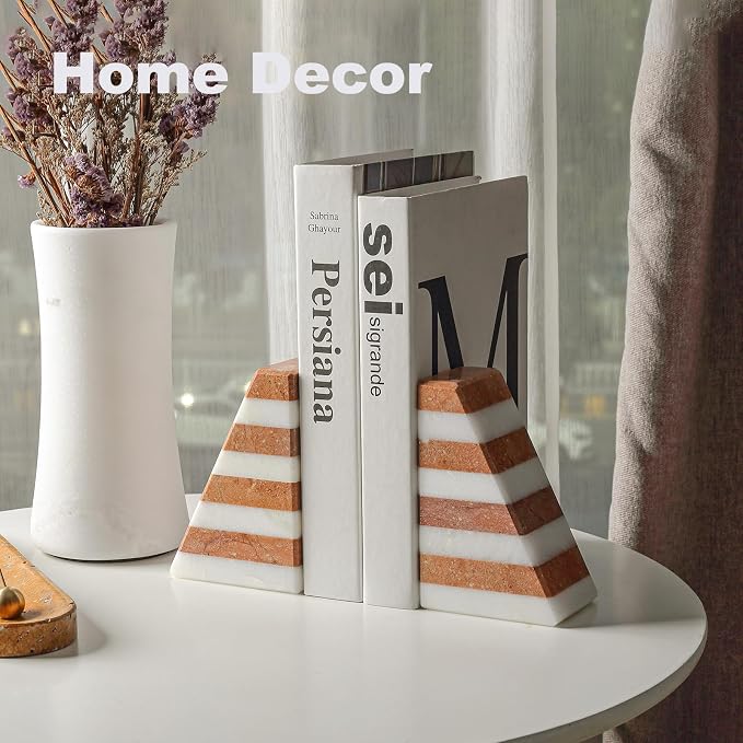 Karibiber Marble Book Ends, Non-Skid Bookends - Image 5